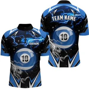 10 Ball Pool Billiard Jerseys Custom Men Zip Jersey Team League Billiard Shirts, Short Sleeve Quarter Zip Jersey For Men