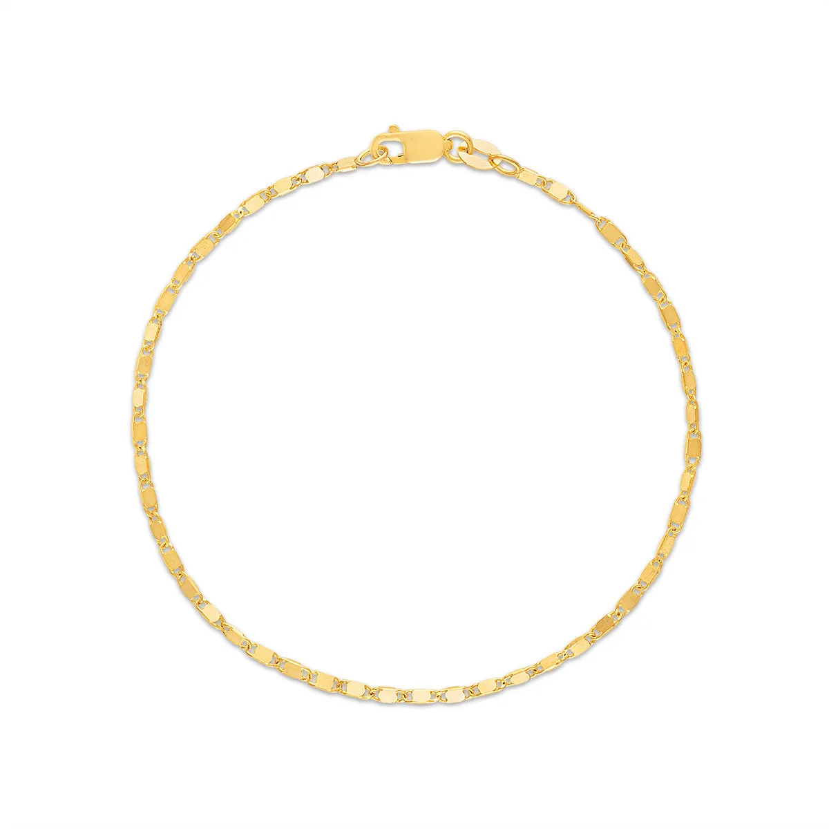 10KT Gold 7-inch Mirrored Link Bracelet