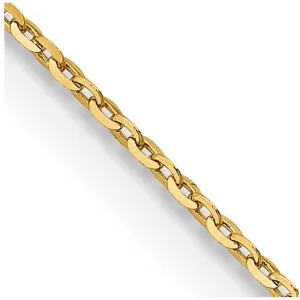 1.5mm 18K Yellow Gold Diamond Cut Solid Cable Chain Necklace