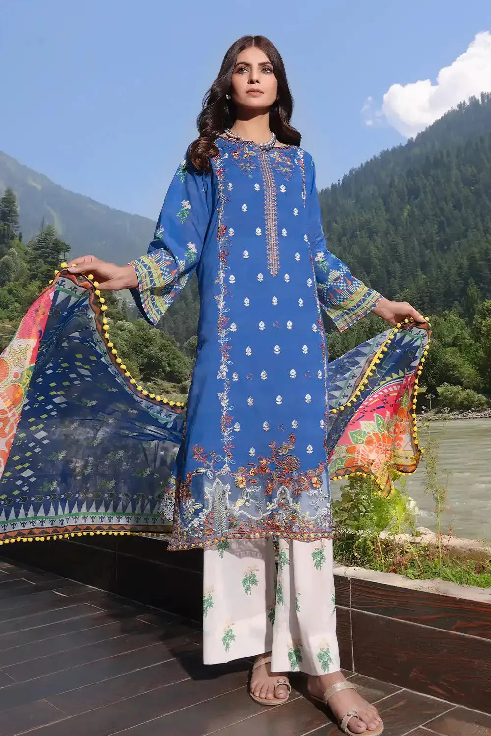 3PC Embroidered Unstitched Lawn Suit KOE-2169