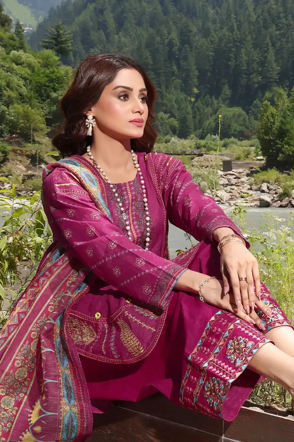 3PC Embroidered Unstitched Lawn Suit KOE-2170