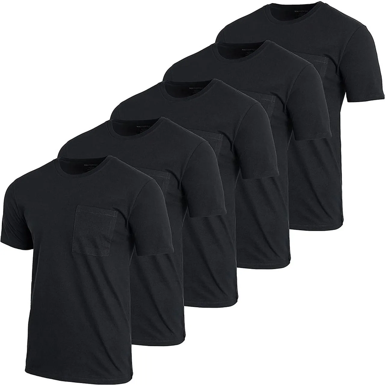 5-Pack: Men's Cotton Crew Neck Pocket T-Shirts