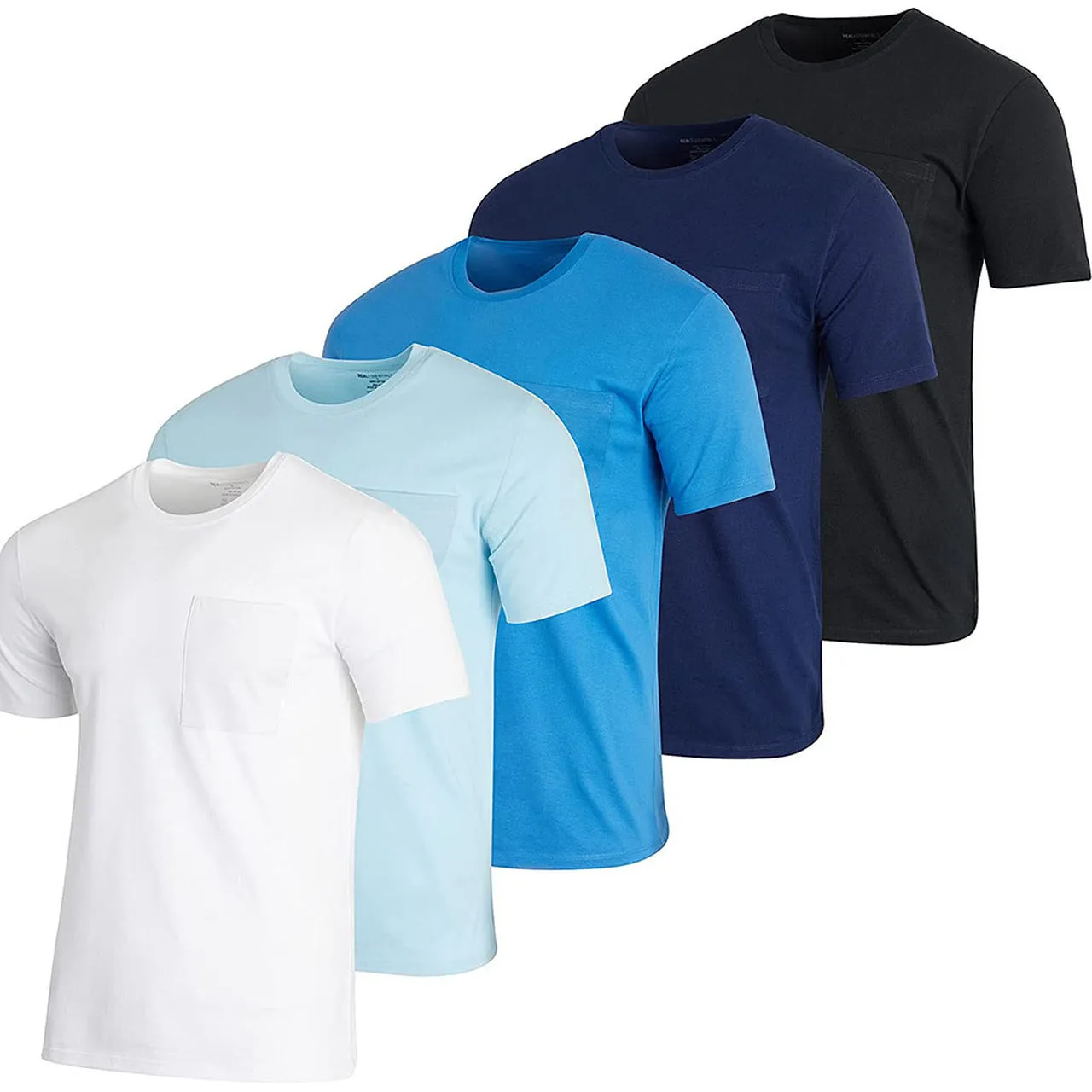 5-Pack: Men's Cotton Crew Neck Pocket T-Shirts