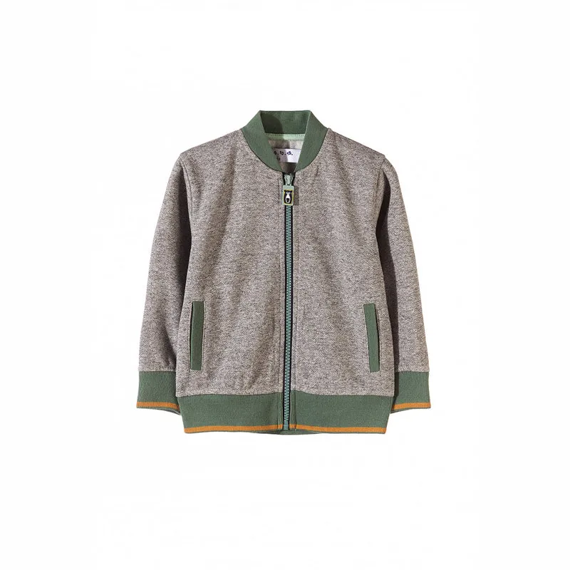 5.10.15 Bear Face Green Zip Taxtured Grey Mockneck 699