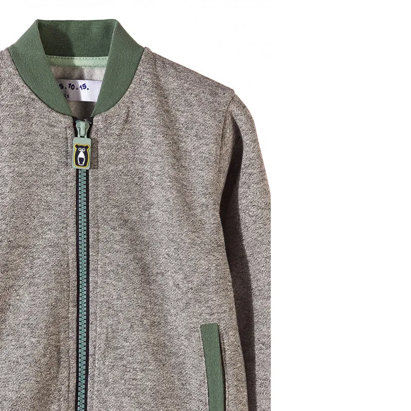 5.10.15 Bear Face Green Zip Taxtured Grey Mockneck 699