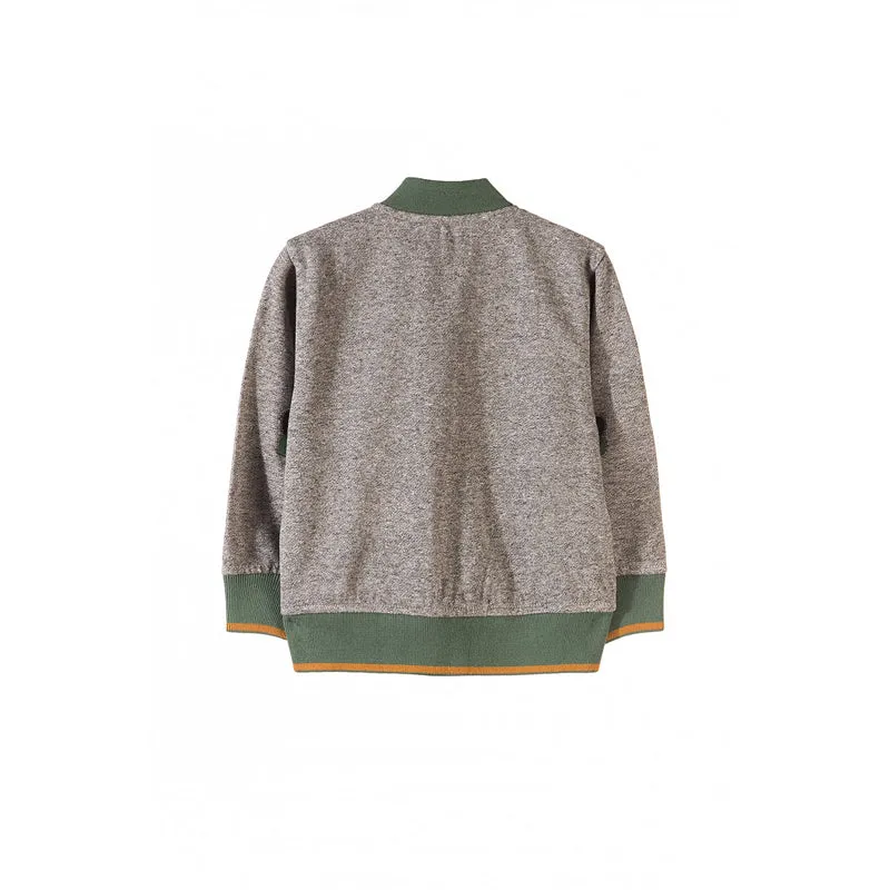 5.10.15 Bear Face Green Zip Taxtured Grey Mockneck 699