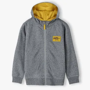 51015 Dino Badge Melange Grey Fleece Zipper Hoodie 8427