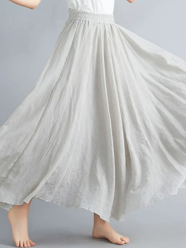 A-Line Loose Elasticity Pleated Solid Color Skirts