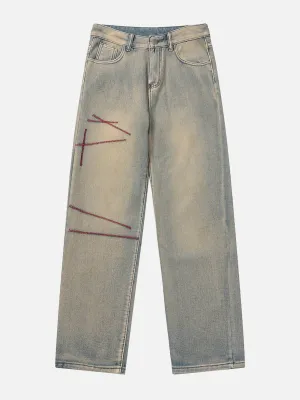 AlanBalen® - Contrast Embroidered Thread Washed Jeans