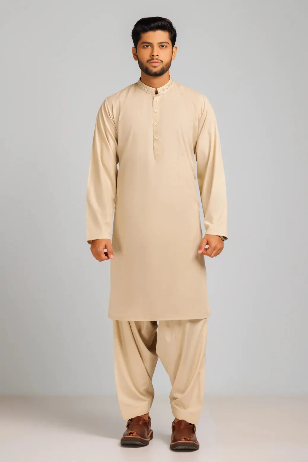 BEIGE-BLENDED-KURTA SHALWAR (KSRS23-050)