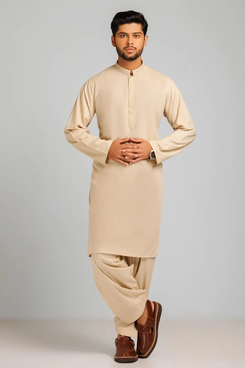 BEIGE-BLENDED-KURTA SHALWAR (KSRS23-050)