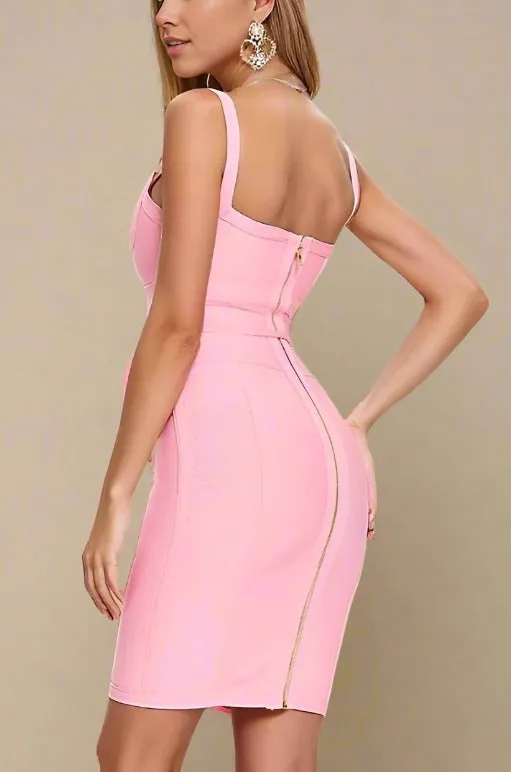 Bek Bandage Dress - Blush Pink