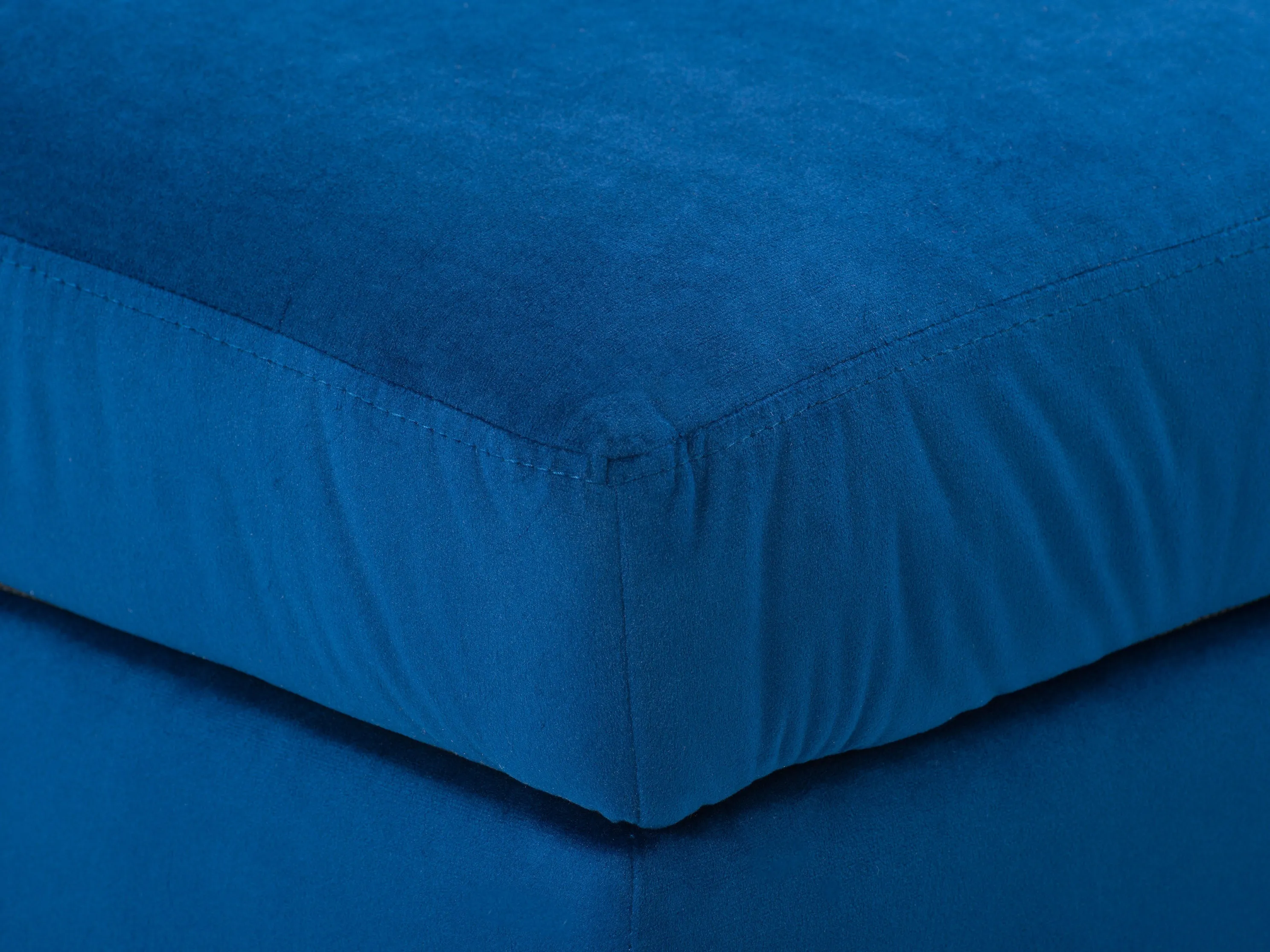 Blue Velvet Storage Ottoman