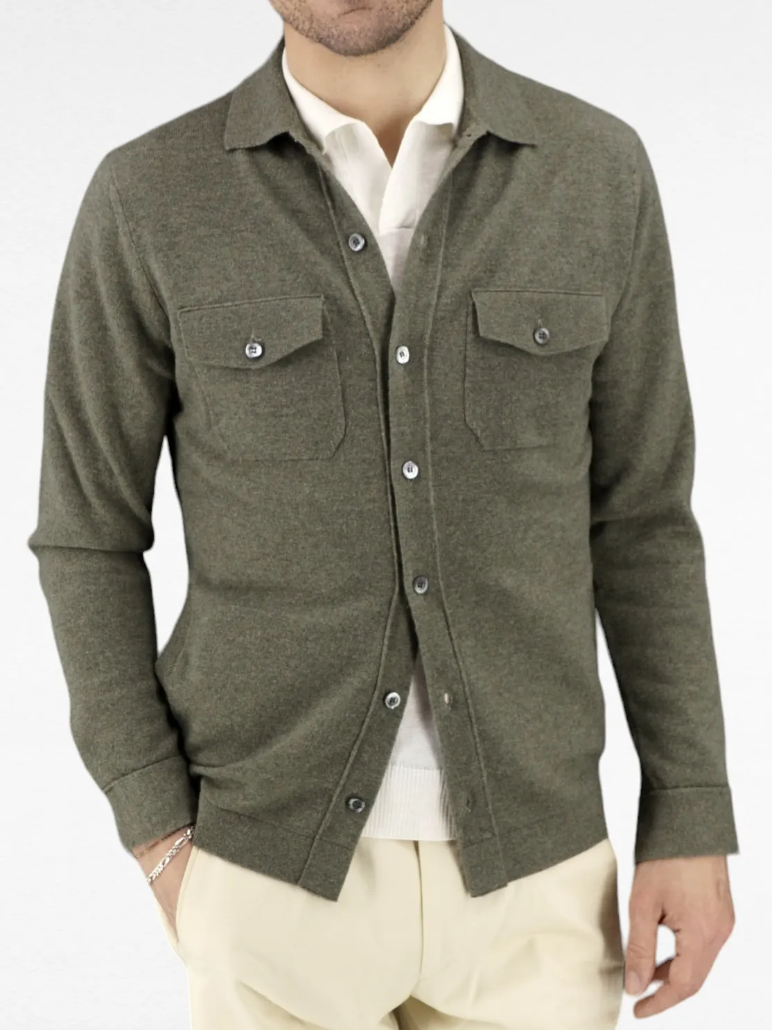 Camicia Safari Moss 100% Cashmere