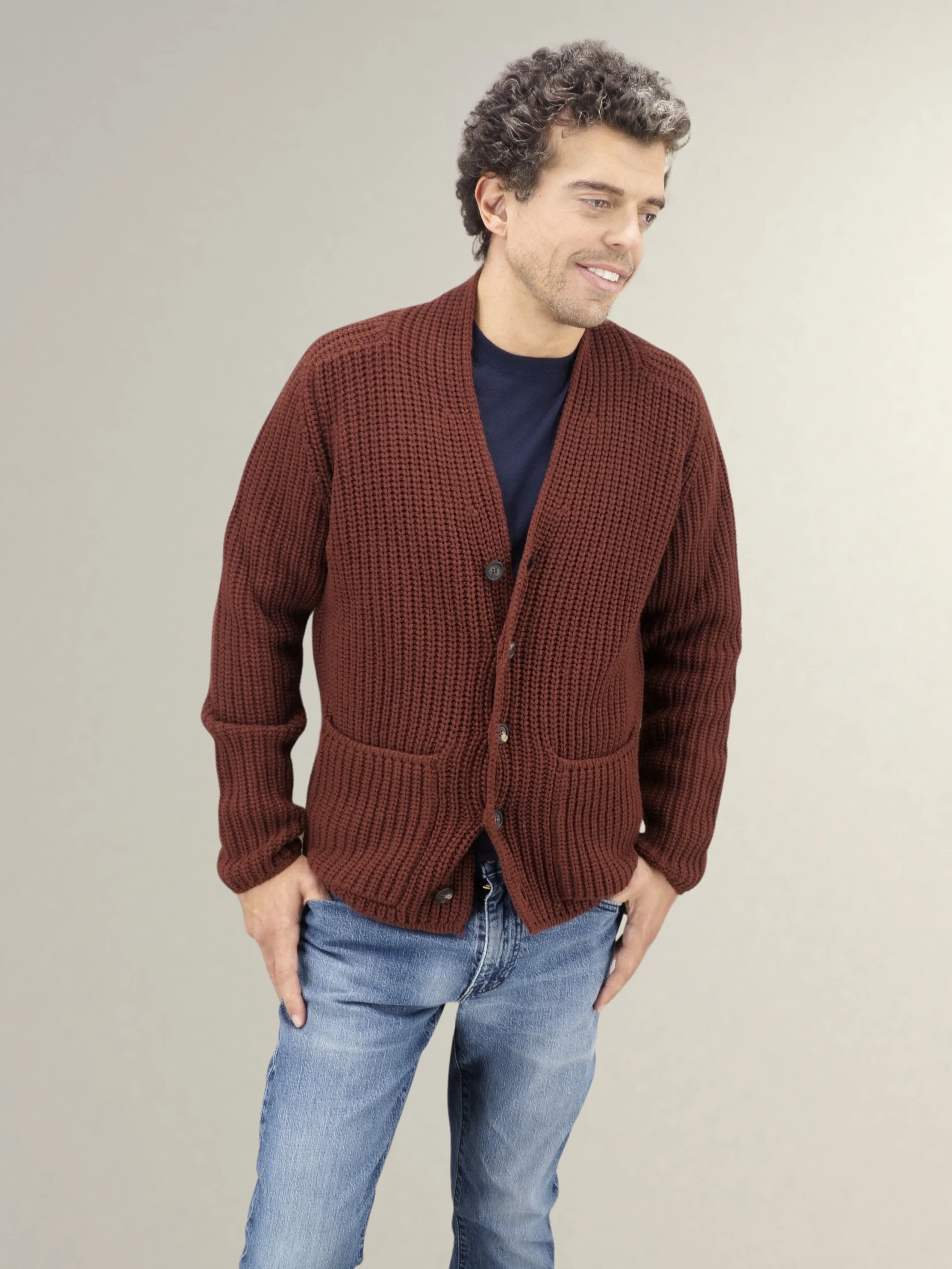 Cardigan Edinburgh Mattone 100% Cashmere