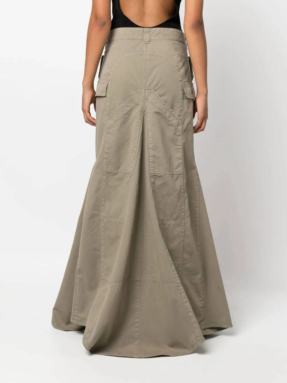 Coperni Paneled Cargo Maxi Skirt, khaki