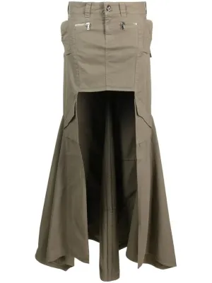 Coperni Paneled Cargo Maxi Skirt, khaki