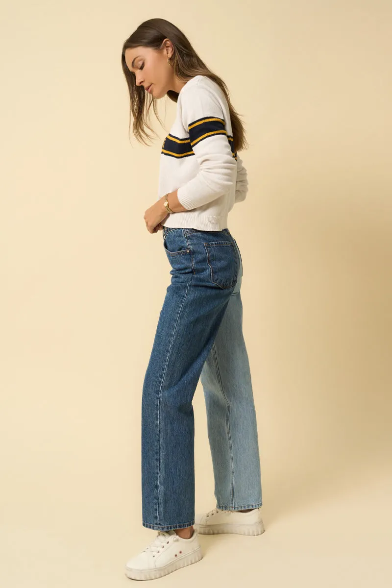 Crossover Two Tone Straight Jeans