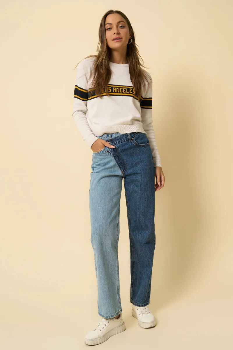 Crossover Two Tone Straight Jeans