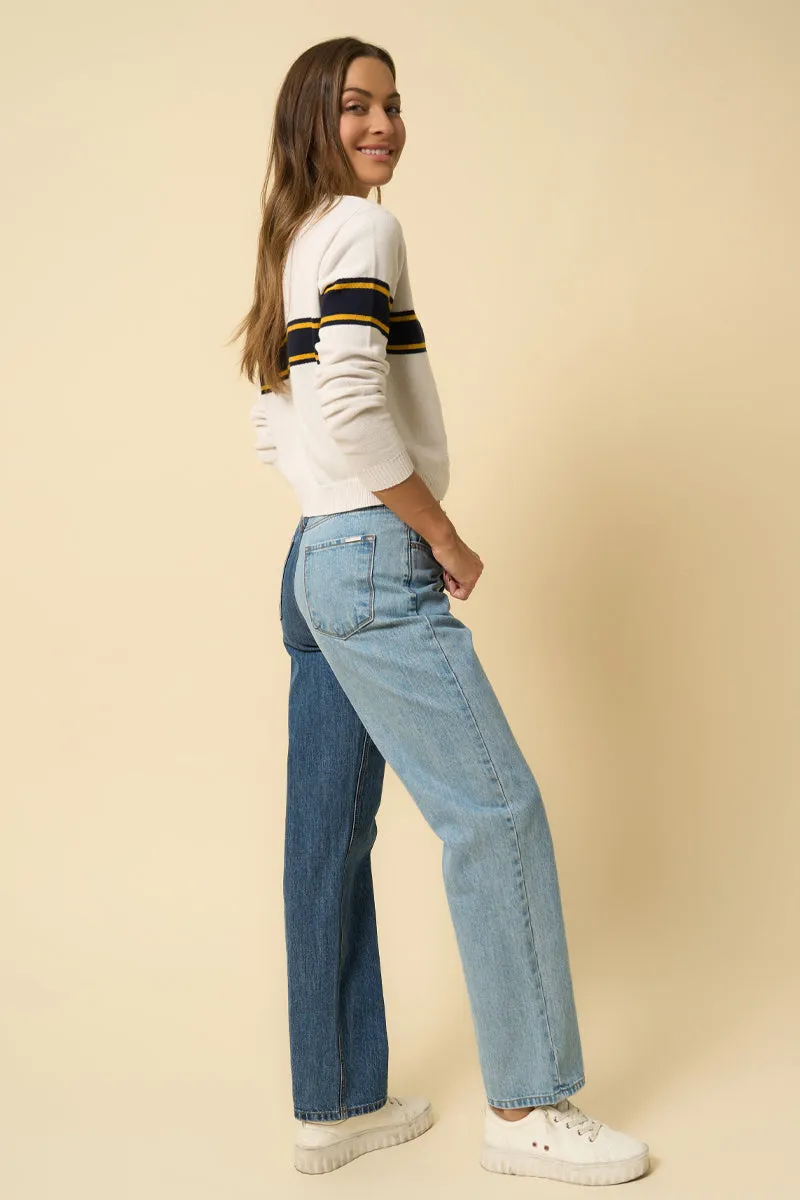 Crossover Two Tone Straight Jeans