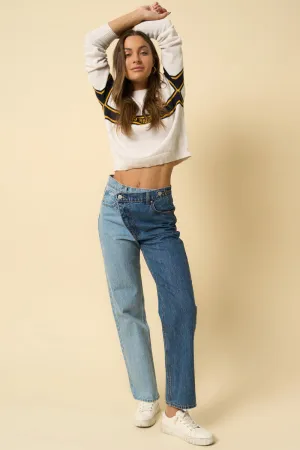 Crossover Two Tone Straight Jeans