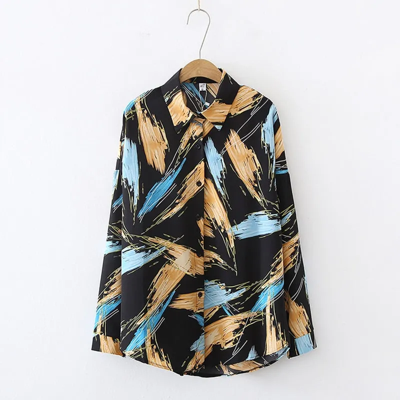 deanwangkt print ladies shirts casual loose Women's Blouses  Spring Autumn Long Sleeve Shirts Tops Blusas Mujer