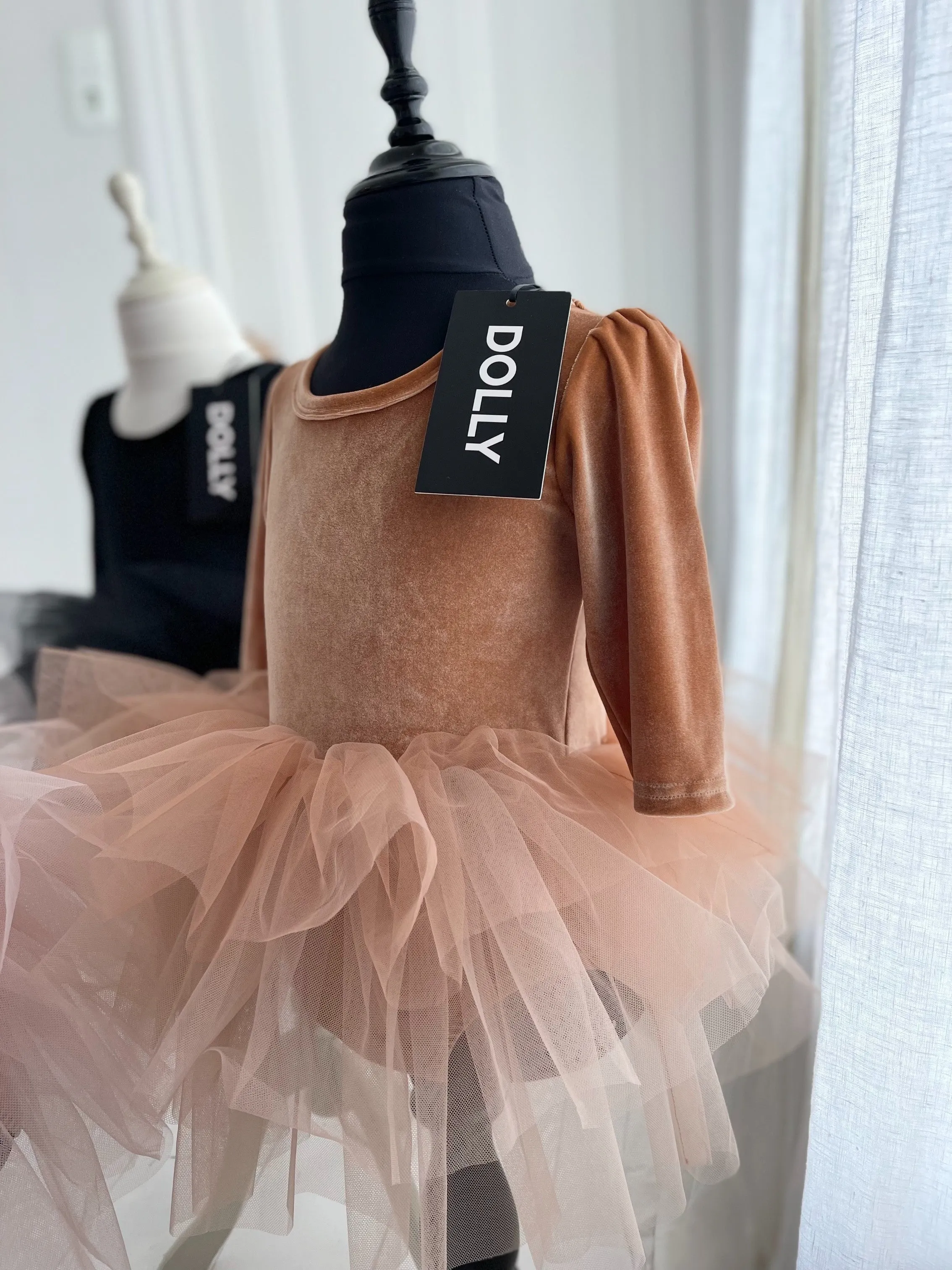 DOLLY UNIVERSE VELVET PLANET TUTU DRESS caramel