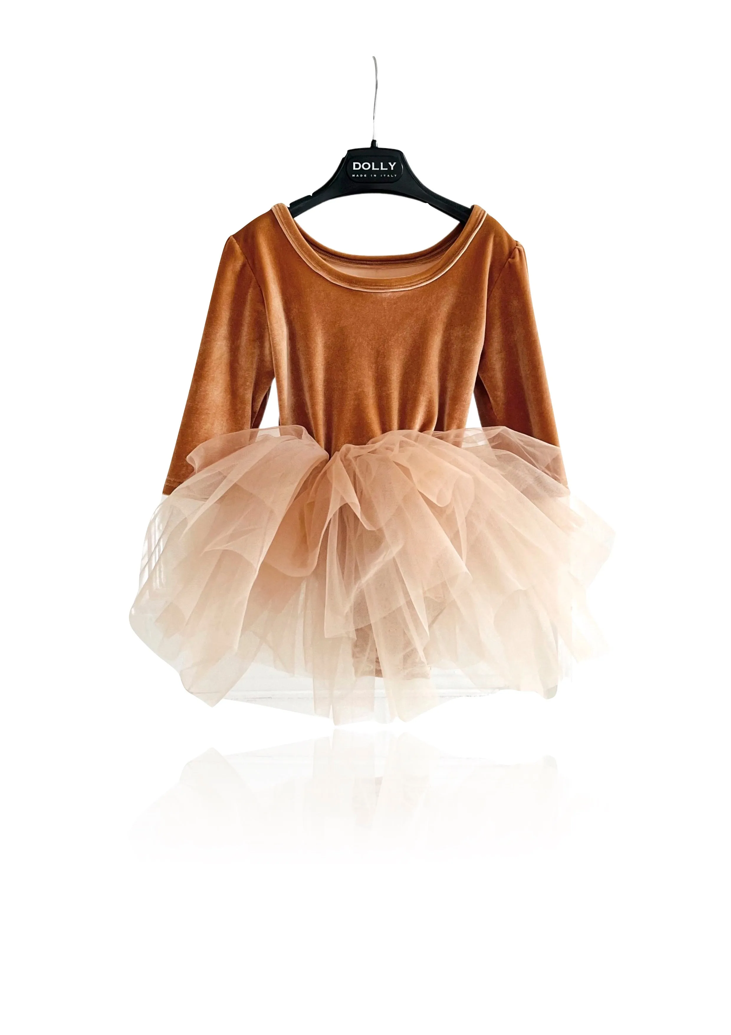 DOLLY UNIVERSE VELVET PLANET TUTU DRESS caramel