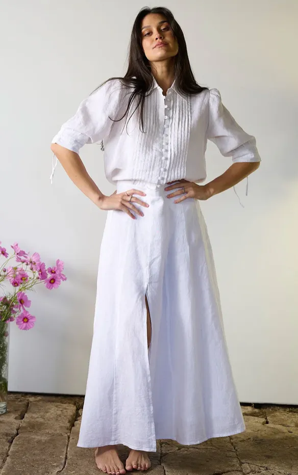 Eadie Amalfi Linen Maxi Skirt