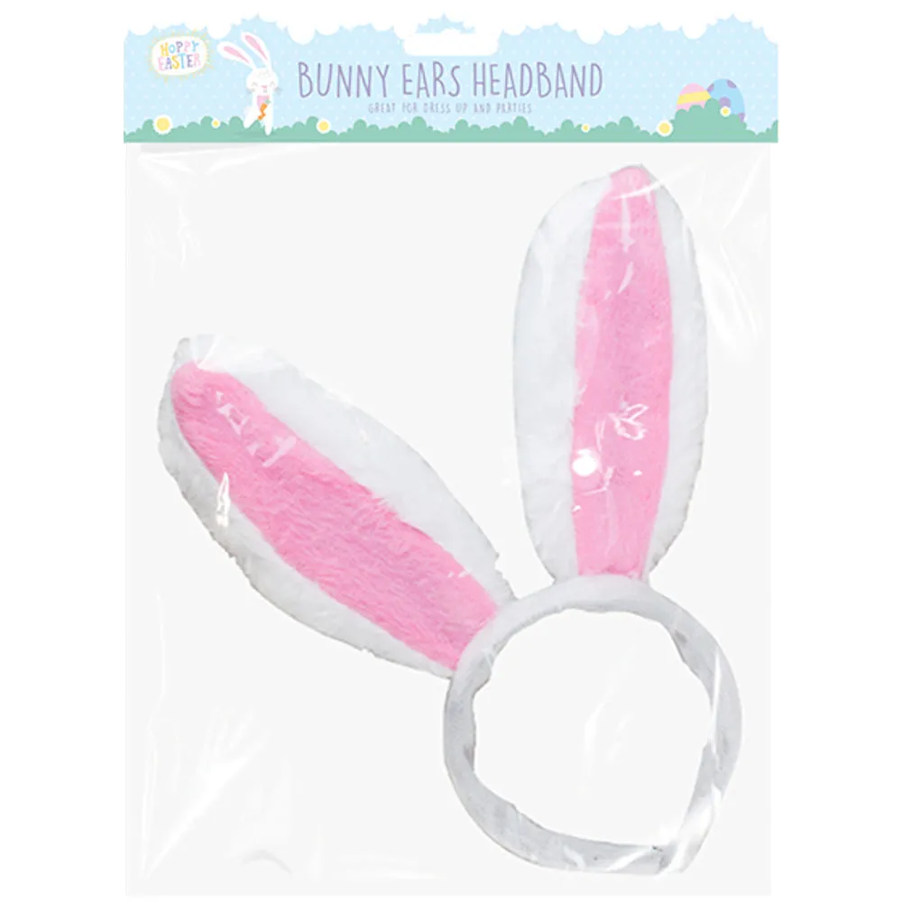 Easter Dress Up Bunny Ears - Pink White Rabbit Costume Accessory Party Celebration Cute Fluffy Fun Costume Headband