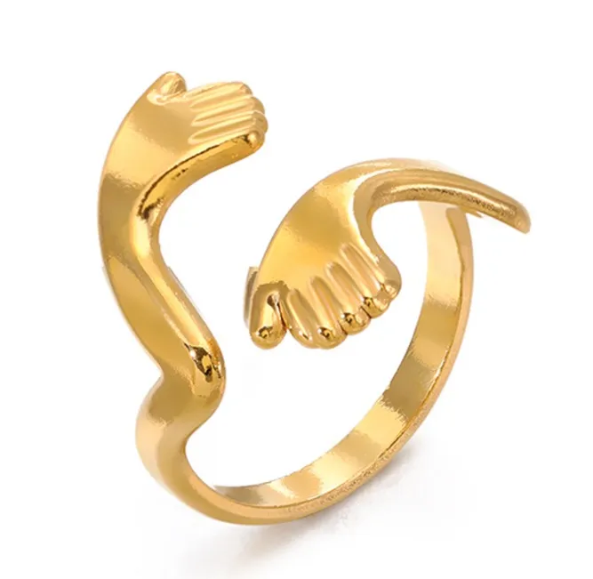 Fashionable Gold Hand Embracing Open Ring