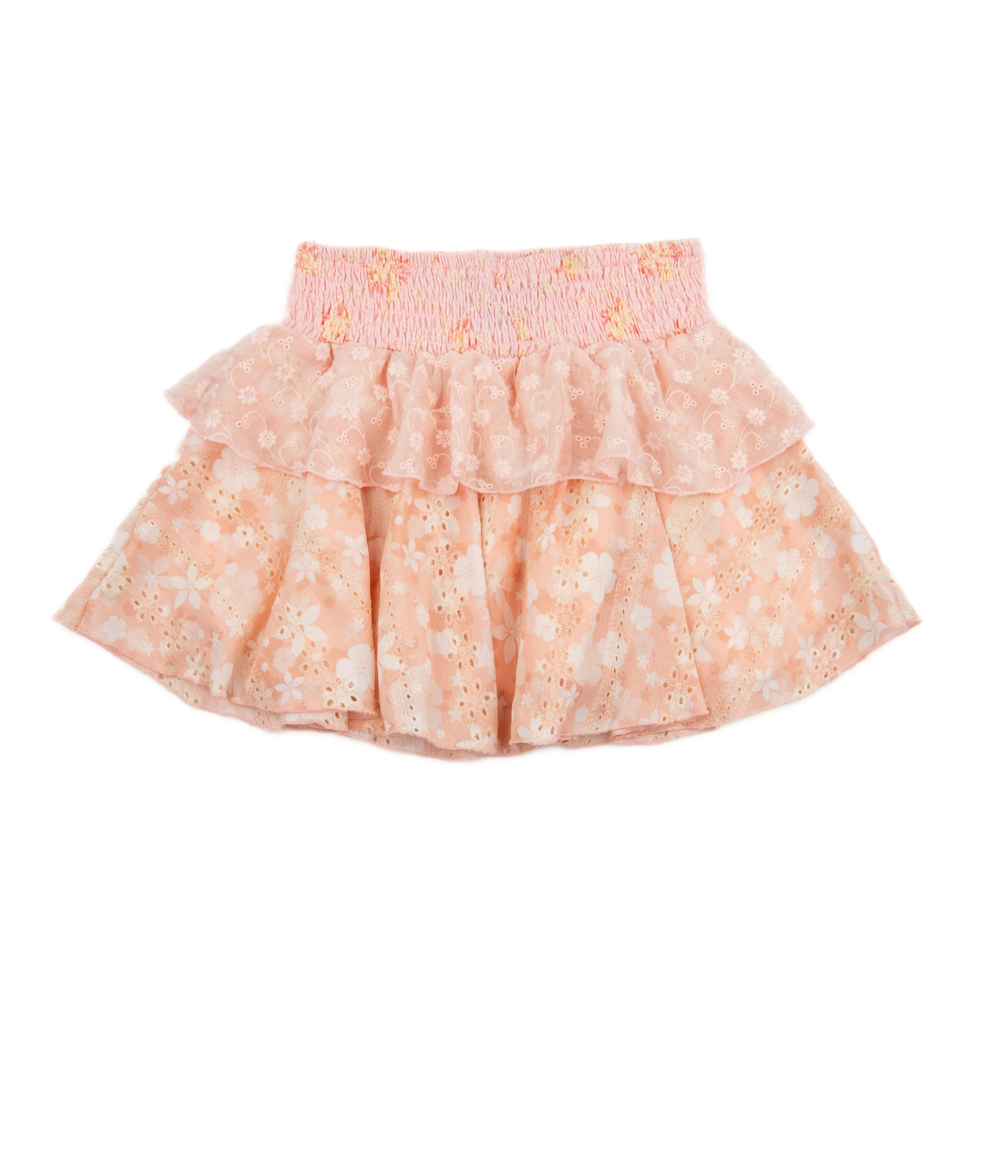 FBZ Girls Peach Floral Smock Skirt