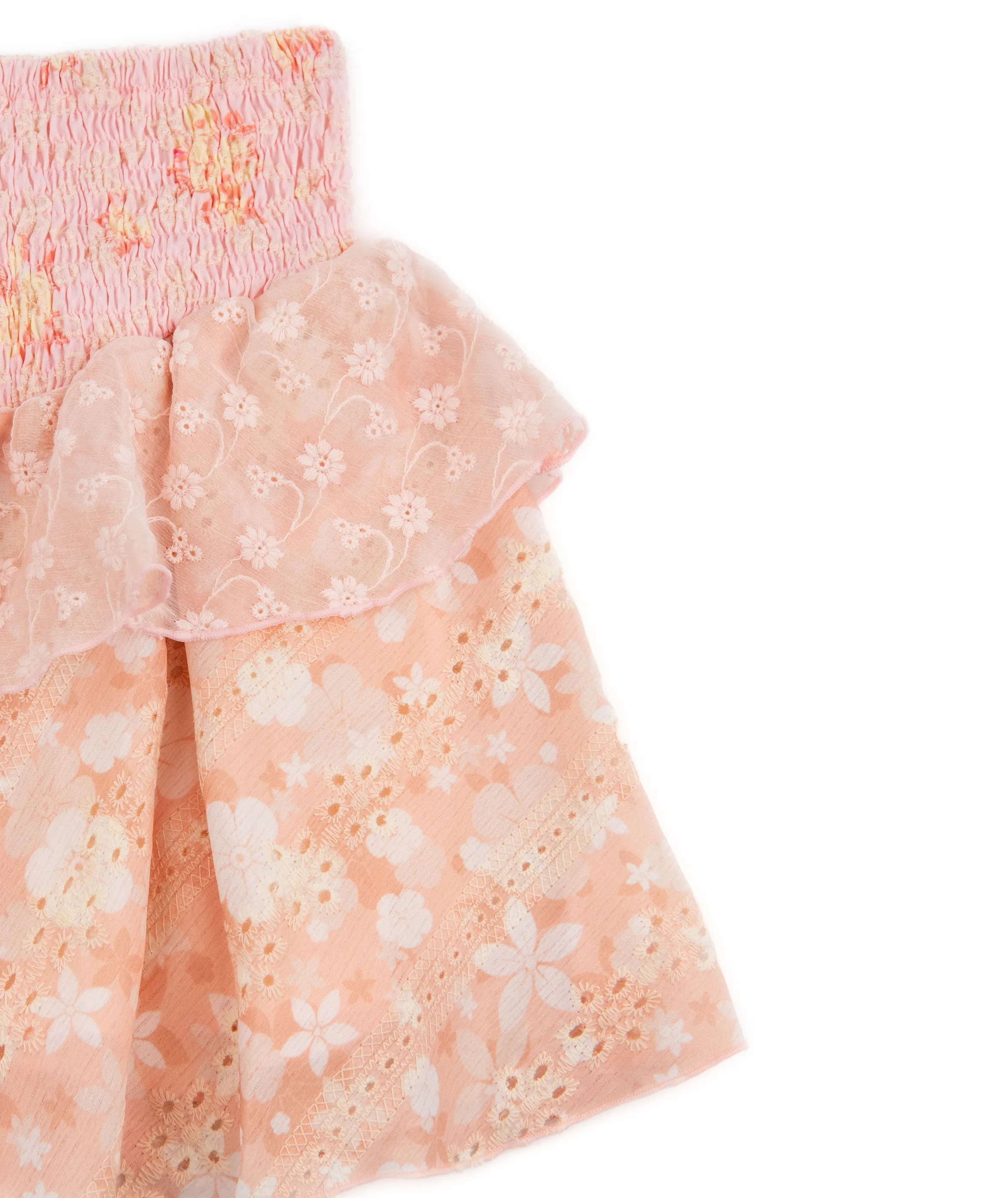 FBZ Girls Peach Floral Smock Skirt