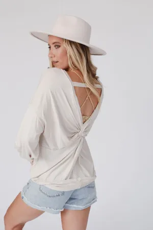 Flattering Open Back Dolman Top - Oatmeal