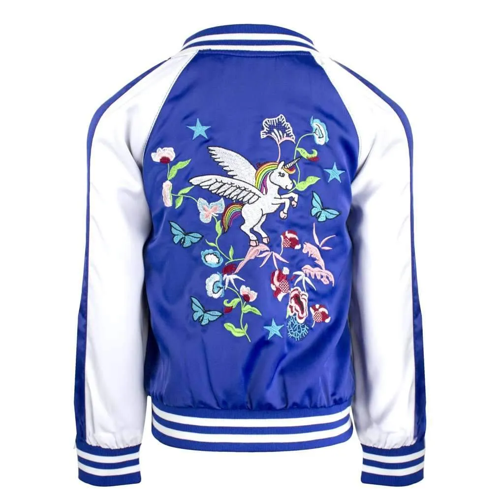 Girls Unicorn Satin Bomber