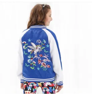 Girls Unicorn Satin Bomber