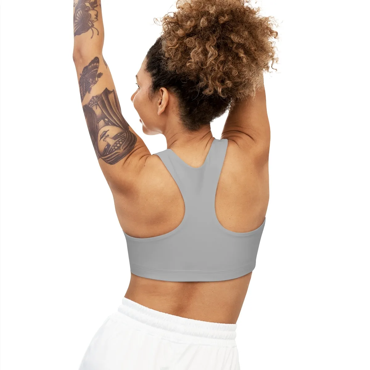 Golden Queen (Light Grey) Seamless Sports Bra (AOP)