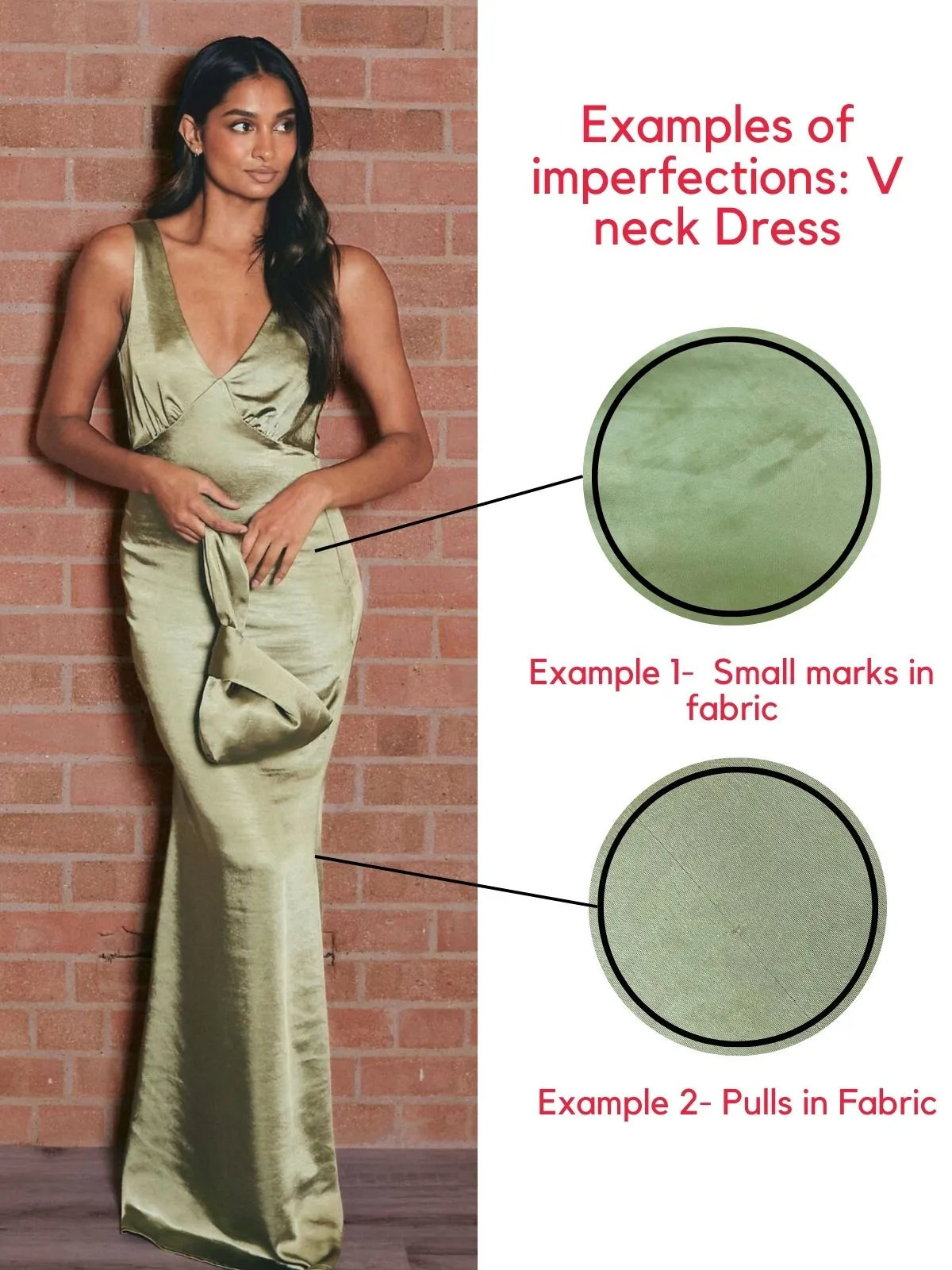 IMPERFECT V Neck Satin Maxi Dress / Olive