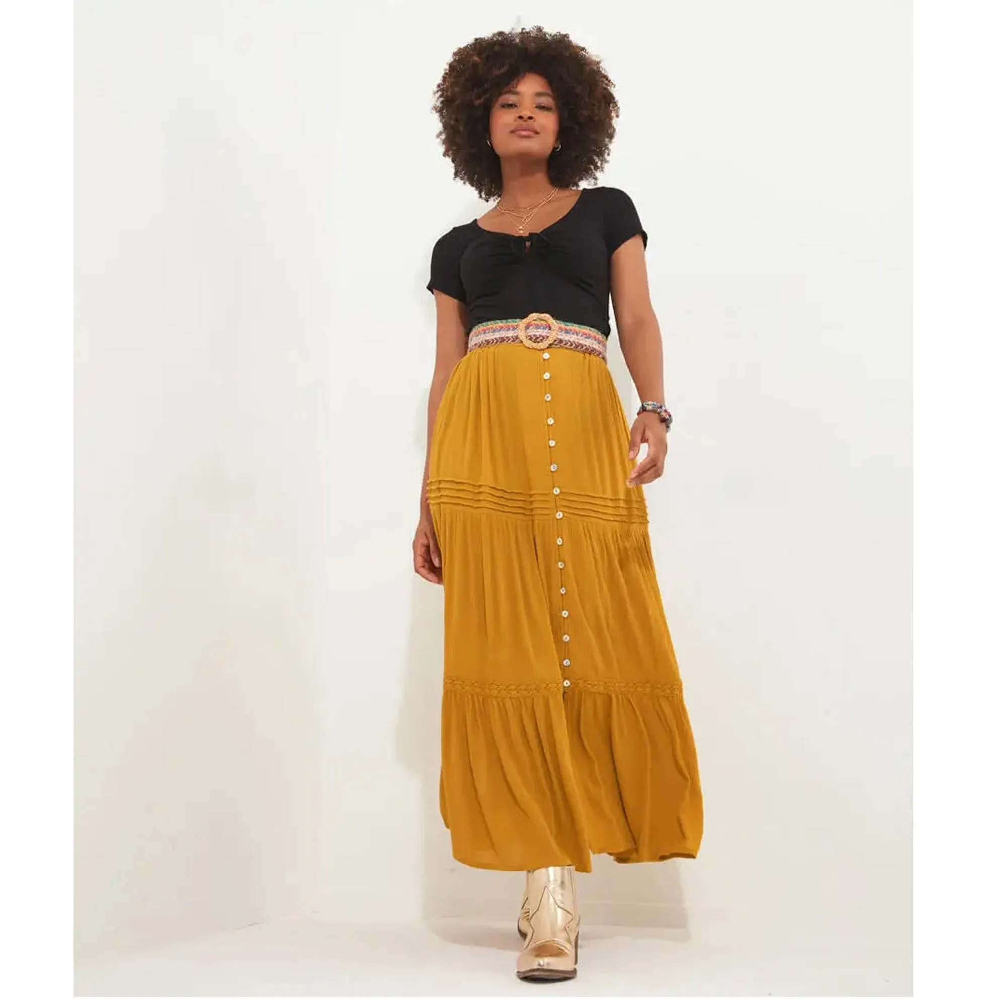 Joe Browns 16  Yellow Sunny Days Tiered Skirt