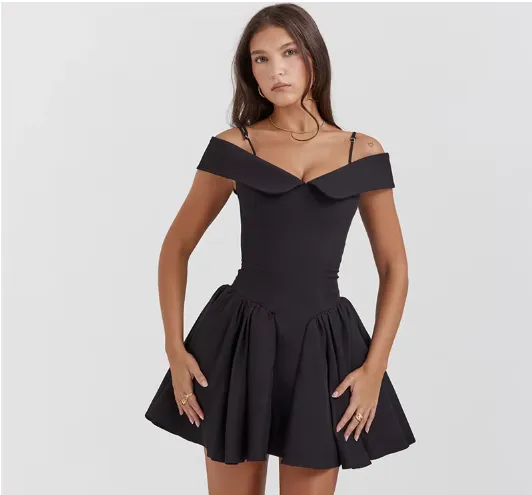 Karli - Flattering dropped shoulder party dress