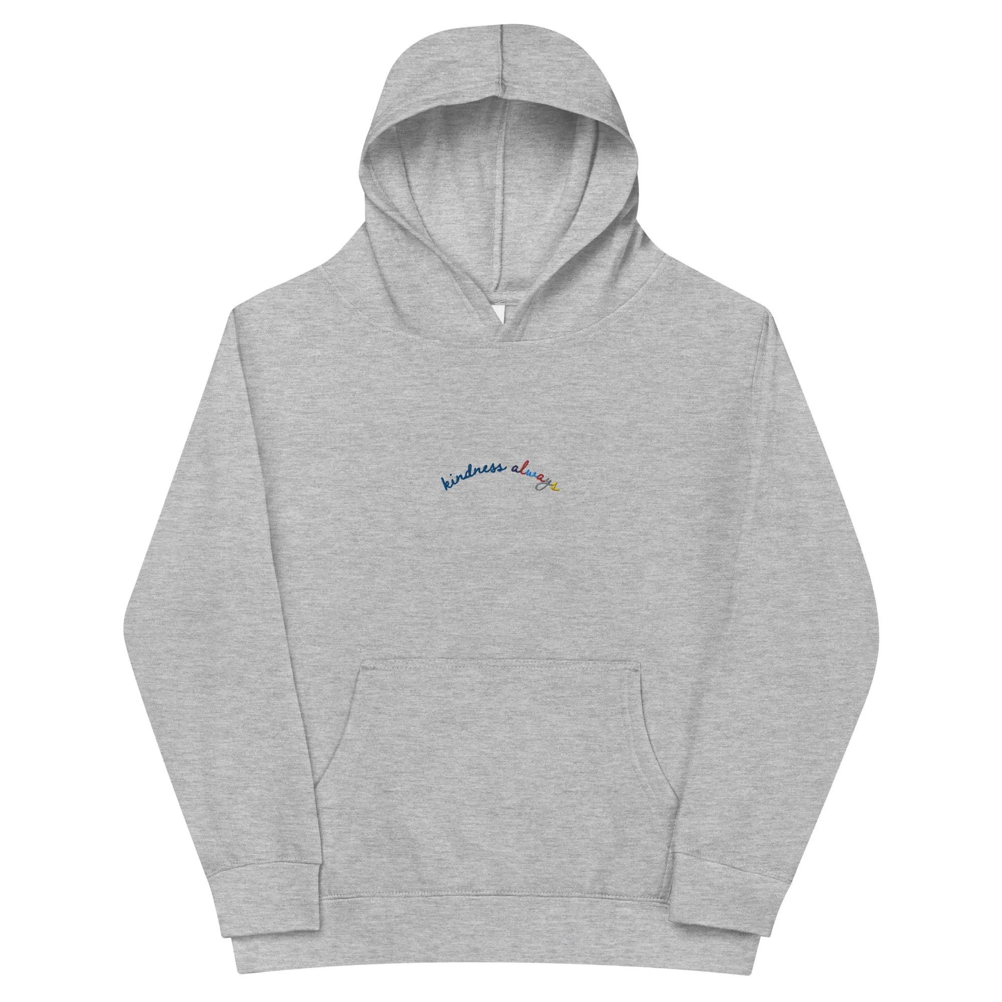 Kindness Always Embroidered Kids Hoodie-Grey