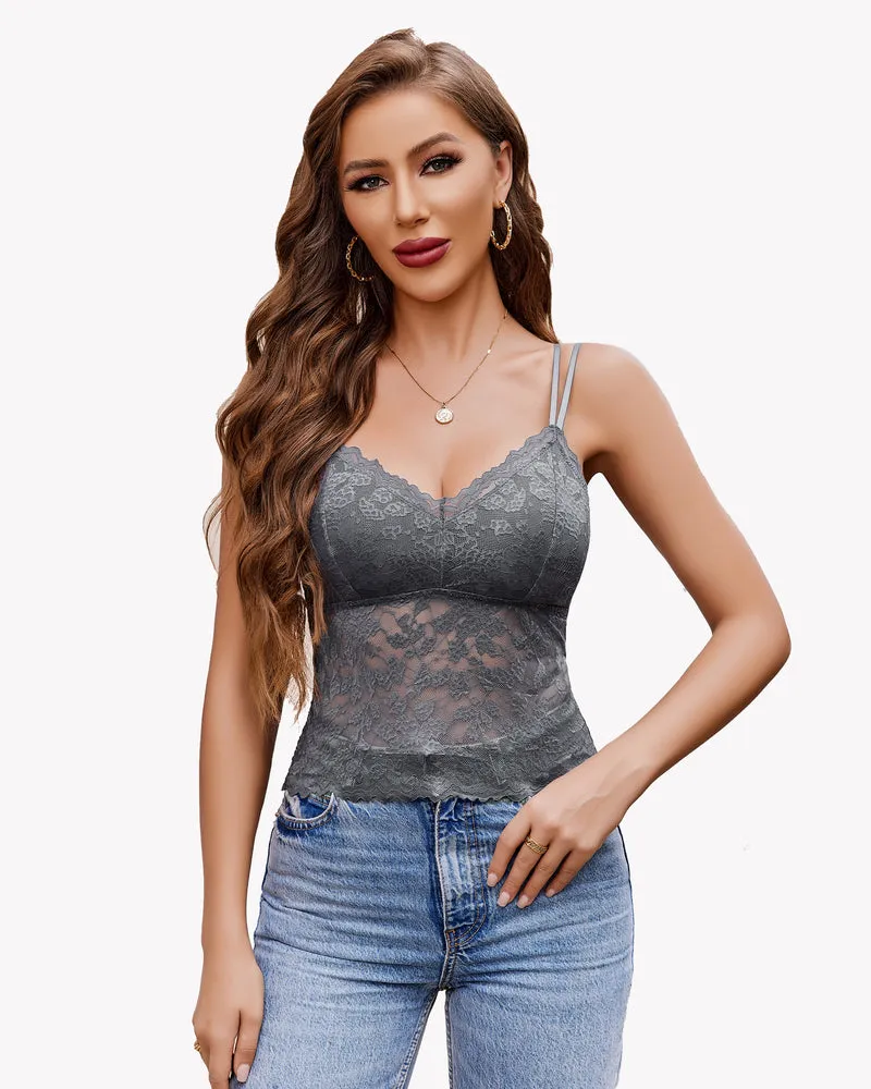 Lace Bralette V Neck Tube Slim Tank Top