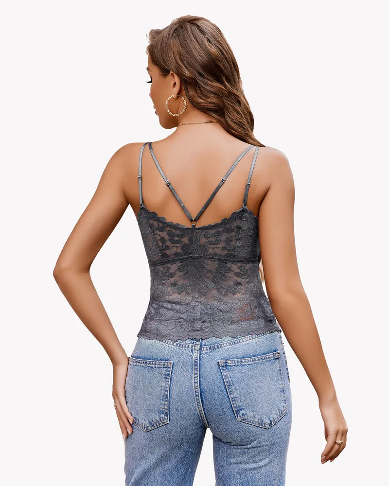 Lace Bralette V Neck Tube Slim Tank Top