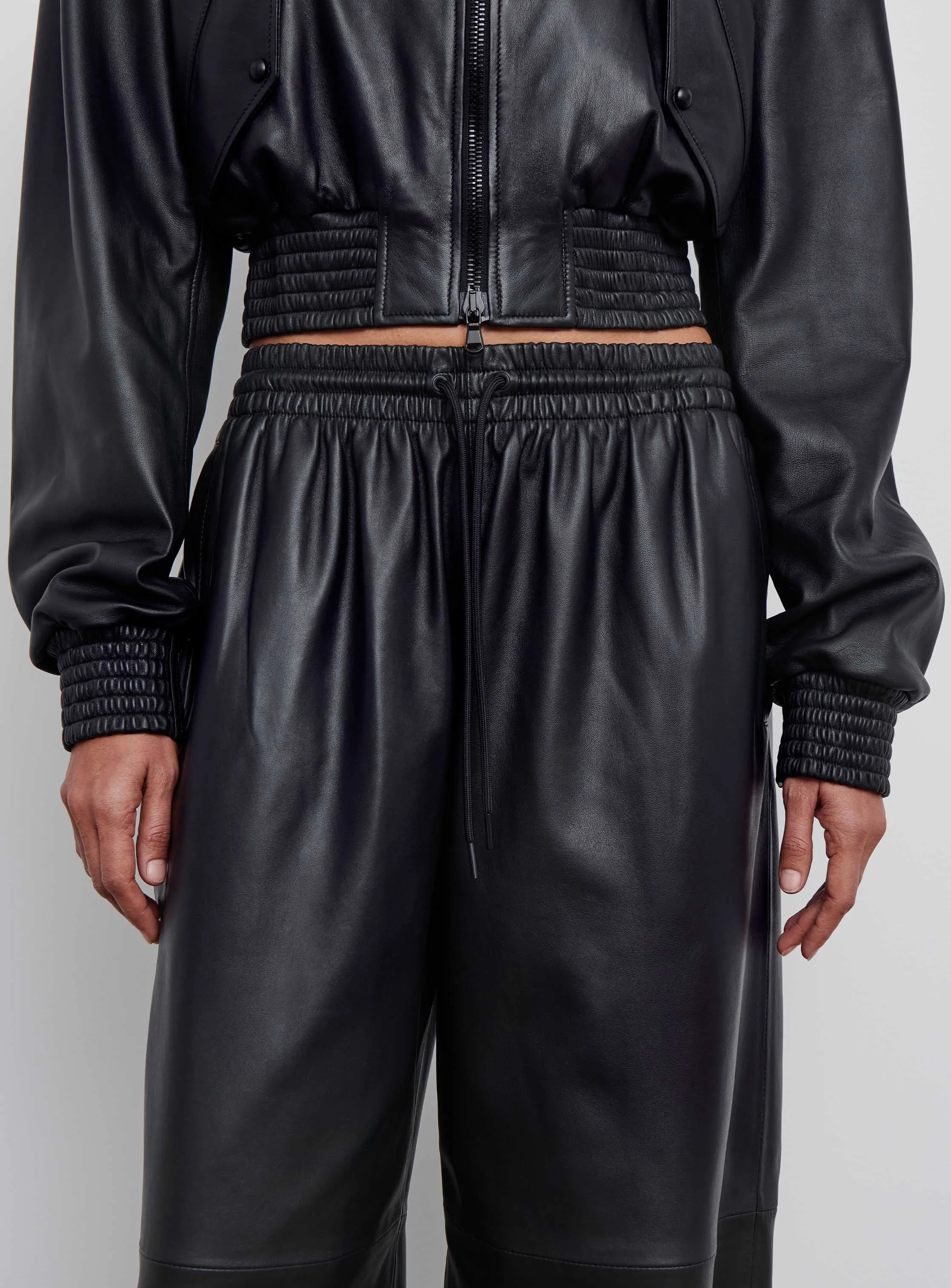 Leather Tailored Crop Bomber