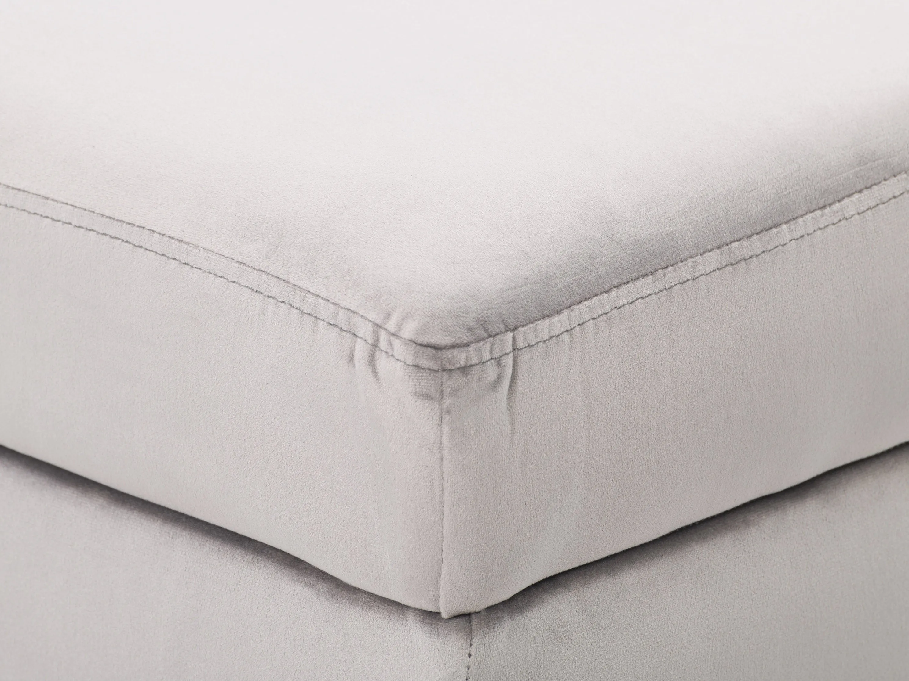 Light Grey Velvet Storage Ottoman