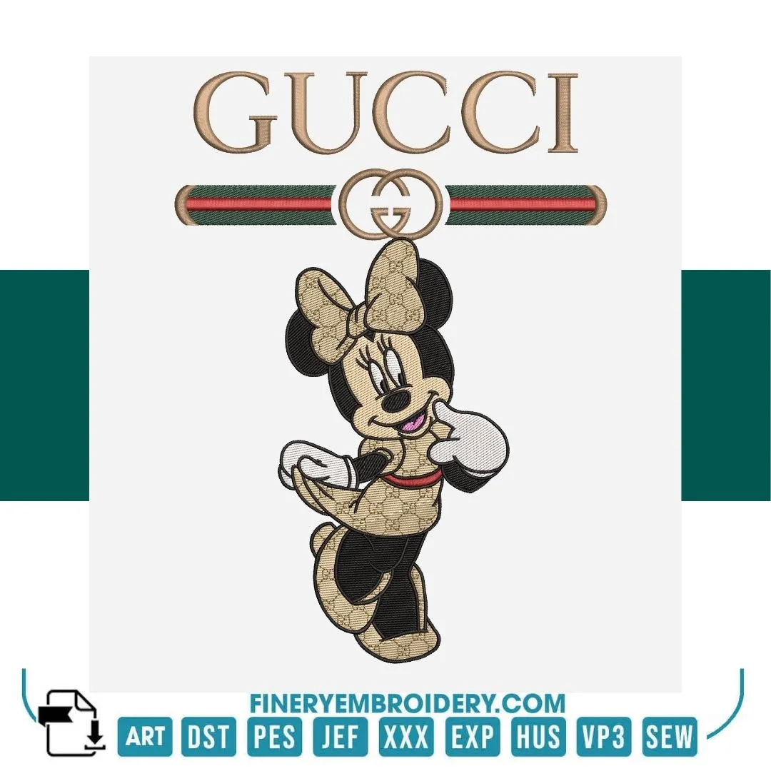 Luxury Minnie Mouse 2 Embroidery Design – Gucci-Inspired | FineryEmbroidery