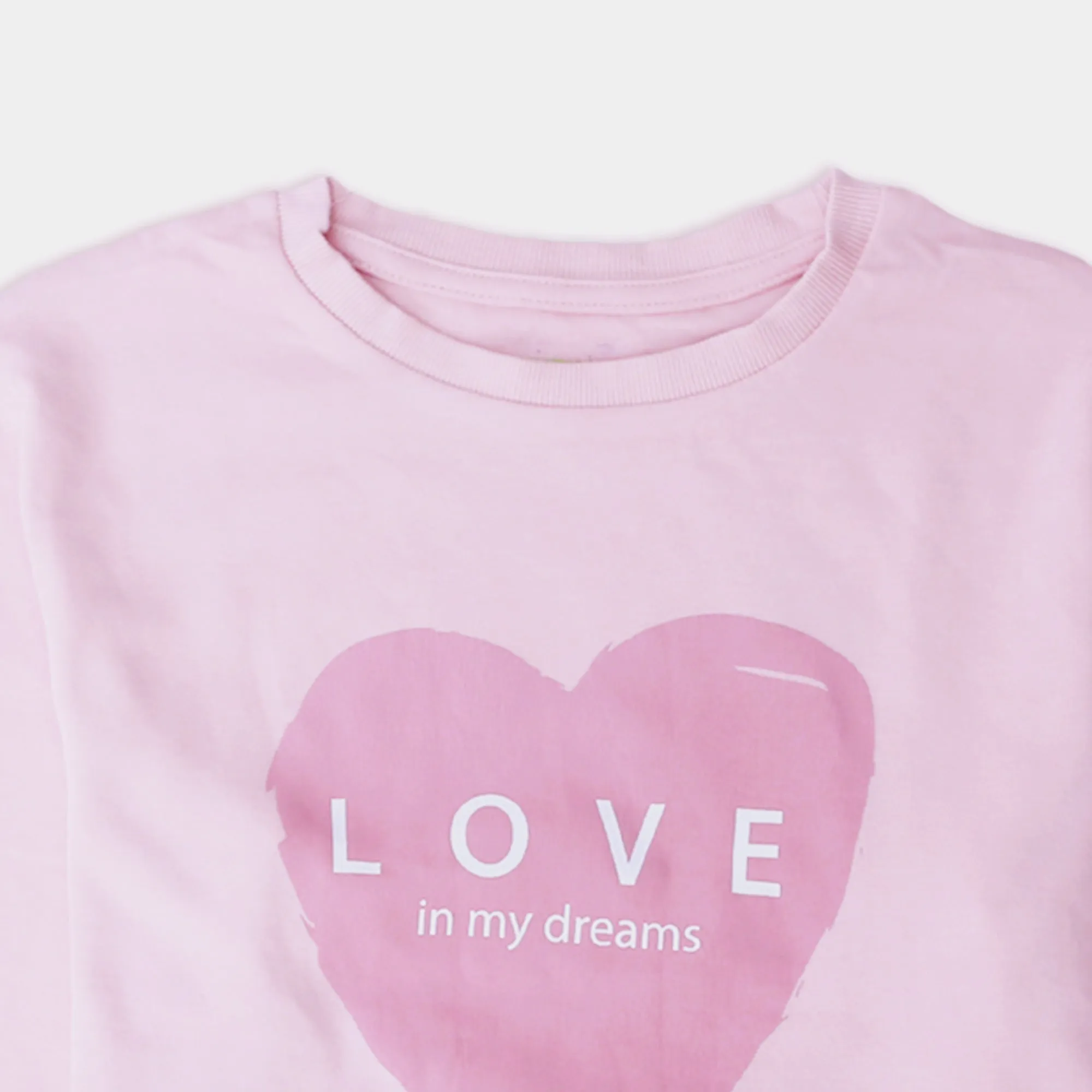 LV - Kids 'Pink' Love Heart Printed Terry Sweatshirt LV497