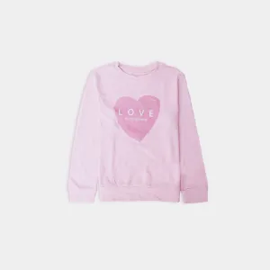 LV - Kids 'Pink' Love Heart Printed Terry Sweatshirt LV497