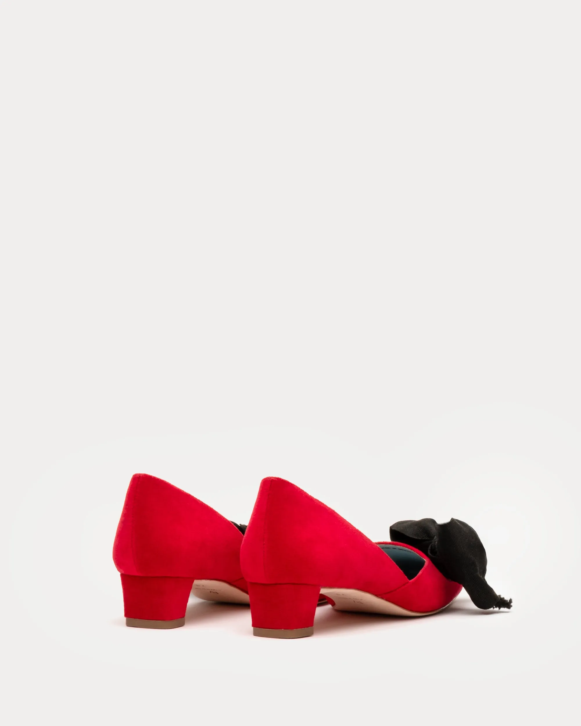 McCall Grace Velvet Bow Mini Block Heel Red