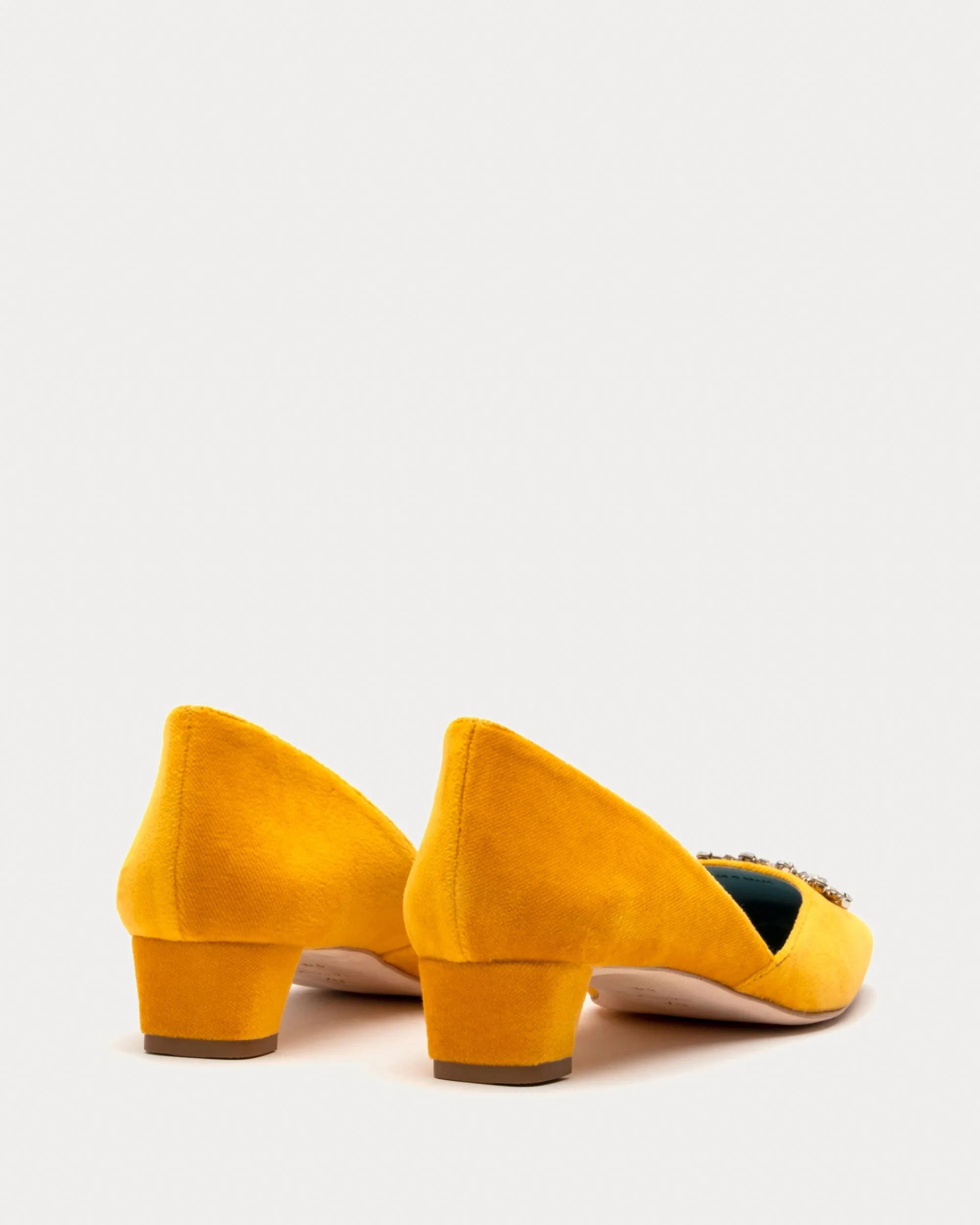 McCall Mini Block Heel Velvet Mustard